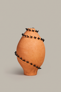 Fine Turno 3 unique hand-sculpted terracotta vessel with miniature ant figures by Italian artist Davide Monaldi at Pièce de Résistance in Paris.